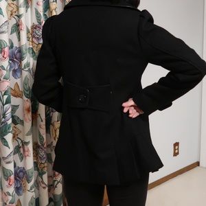 Steve Madden Wool Pea Coat with leather trim
